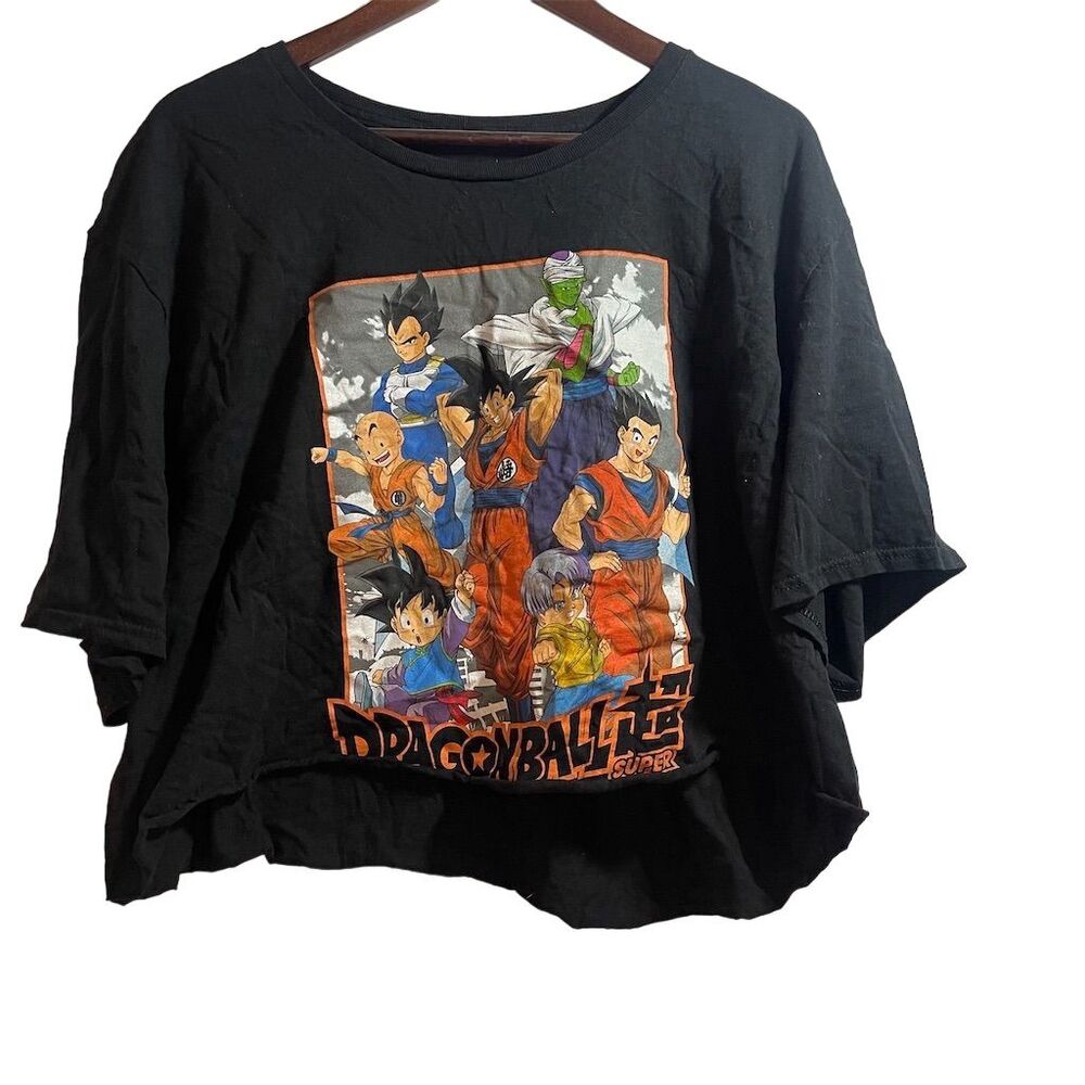 Dragon Ball Super Anime Crop Top Black T-Shirt 3XL Full-Color Character Print